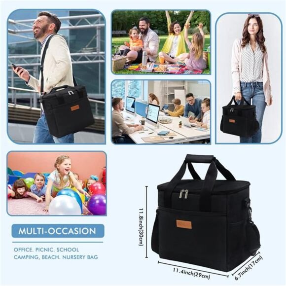 Large Cooler Bag Collapsible 24 Can Insulated Bags Leakproof Lunch Cooler Tote - Picture 6 of 6